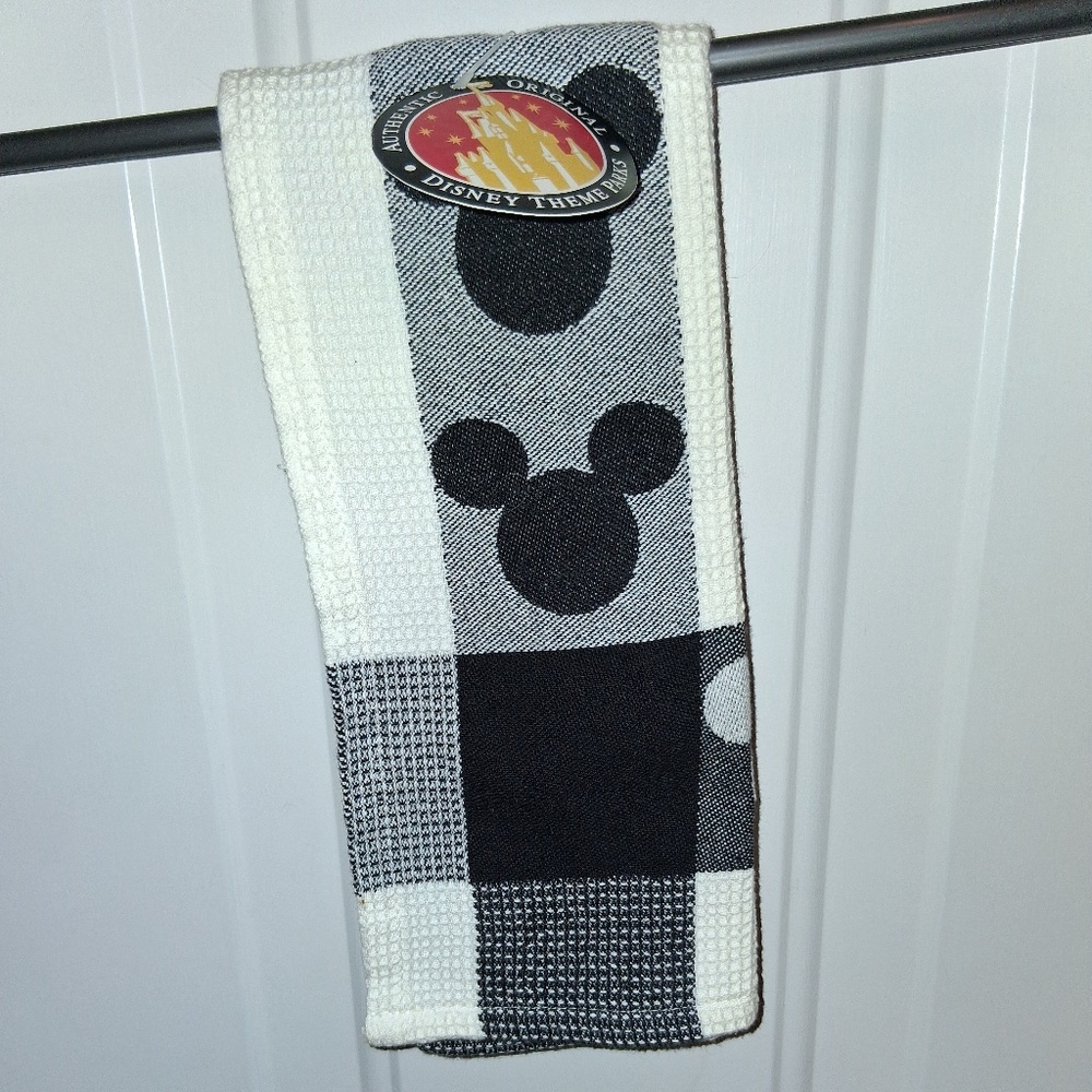 Disneyland Mickey Mouse Head Kitchen Towel, Black/White
